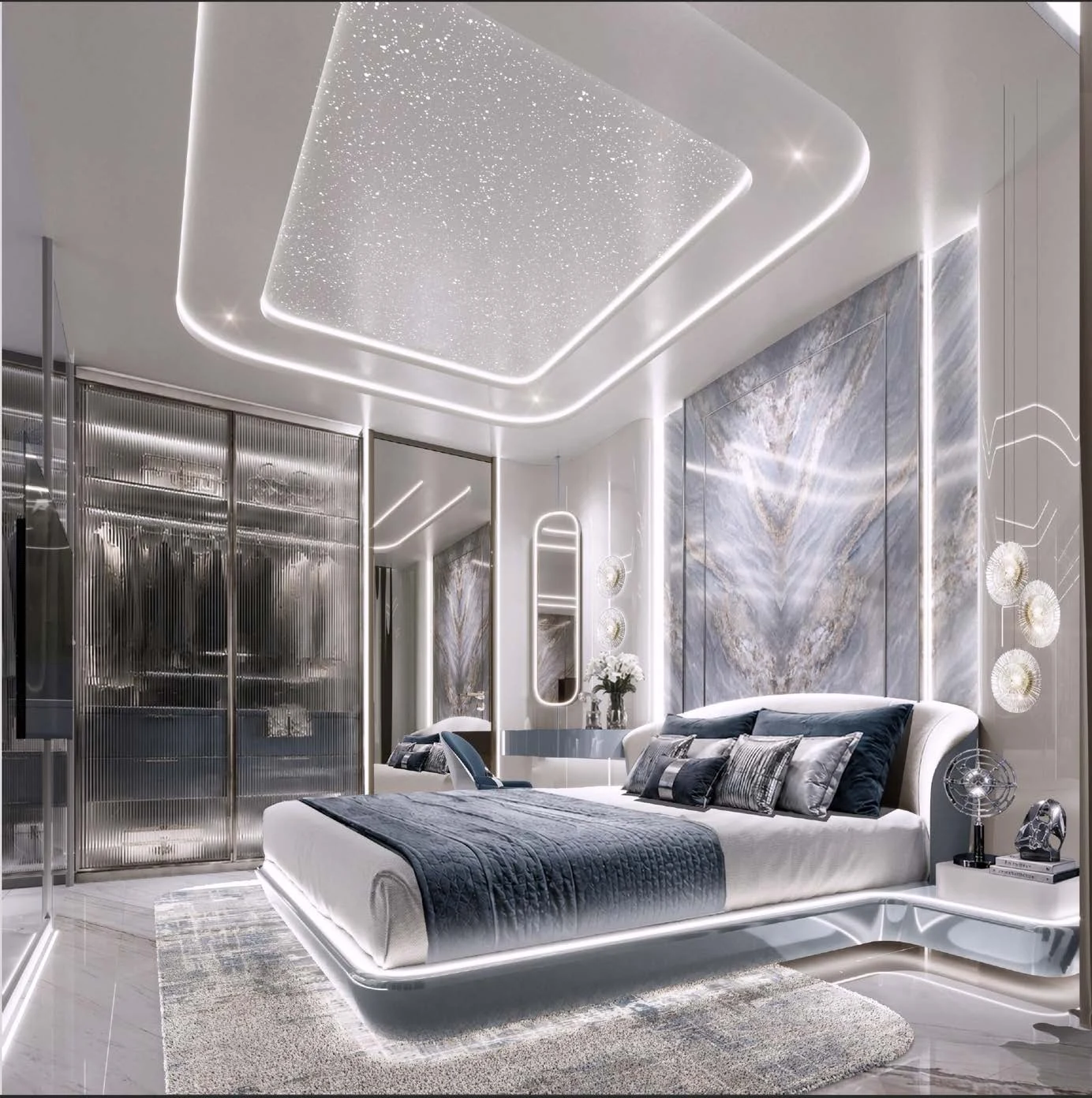 EMBASSY WORLD bedroom concept in a light palette