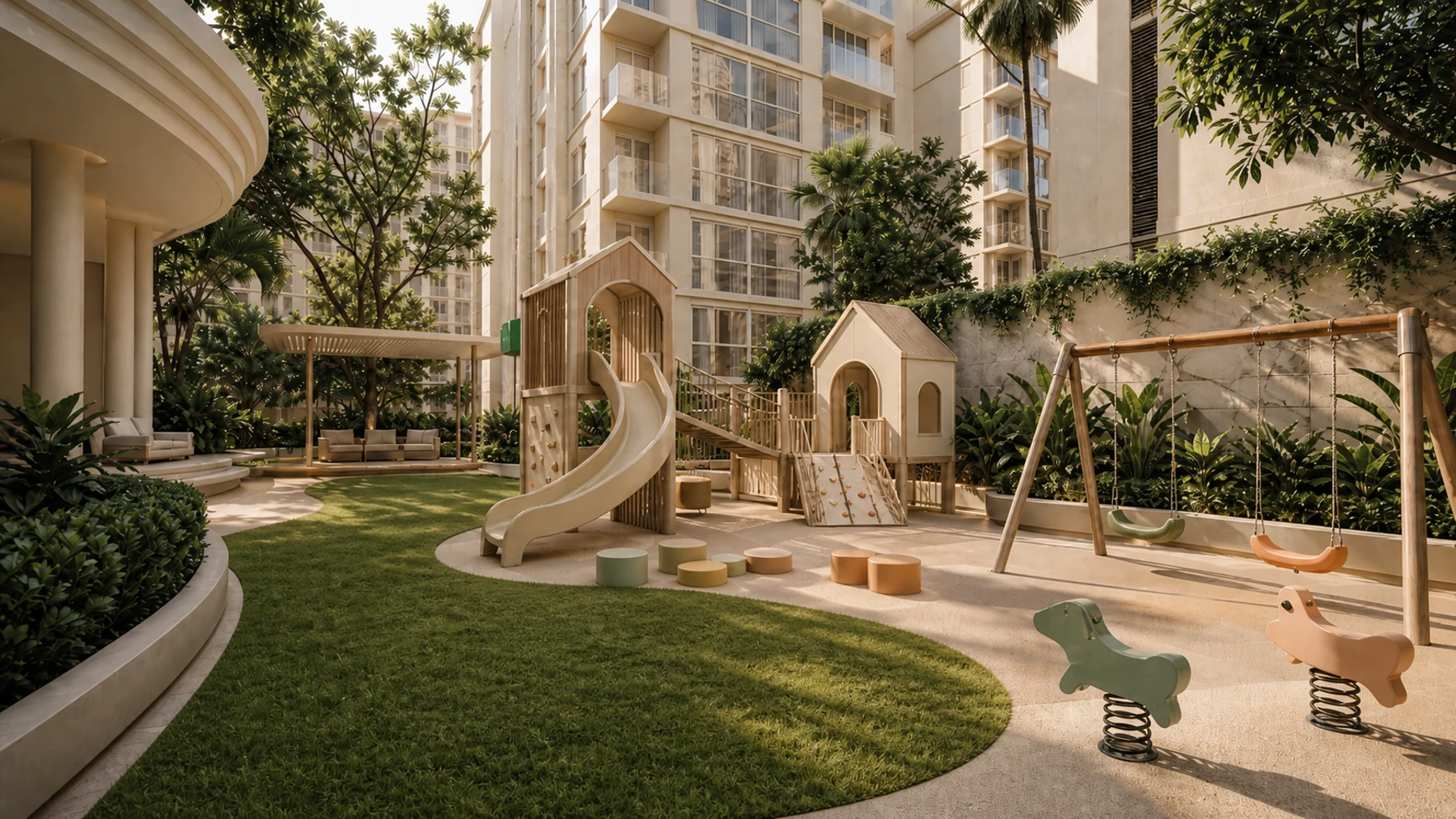 Children's playground among the greenery