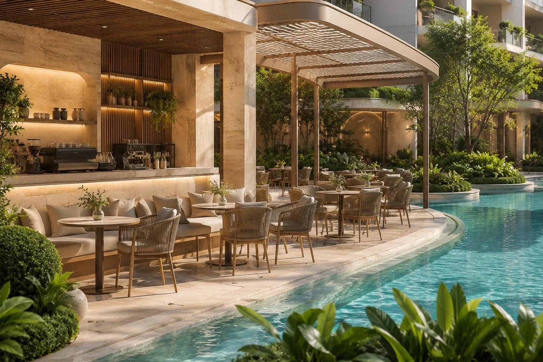 Lounge and bar beside the pool