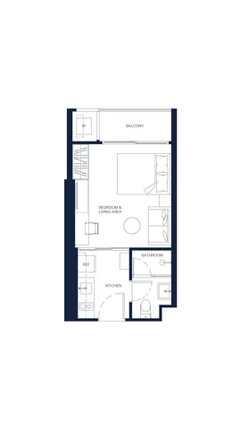 One-Bedroom Apartment Room Plan (Type 1B), 28.00 - 29.00 sqm, PTY RESIDENCE SAI 1