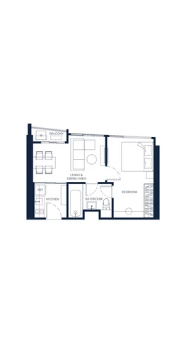 One-Bedroom Apartment Room Plan (Type 1E), 38.00 sqm, PTY RESIDENCE SAI 1