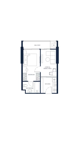 One-Bedroom Apartment Room Plan (Type 1Fm), 40.00 - 40.50 sqm, PTY RESIDENCE SAI 1