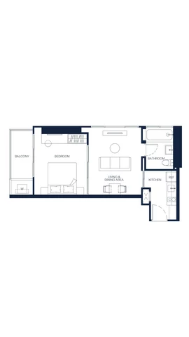 One-Bedroom Apartment Room Plan (Type 1G), 45.00 sqm, PTY RESIDENCE SAI 1