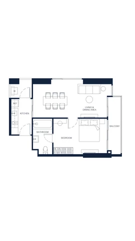 One-Bedroom Apartment Room Plan (Type 1L), 56.75 sqm, PTY RESIDENCE SAI 1