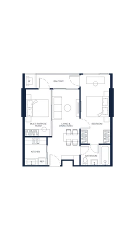 One-Bedroom Apartment Room Plan (Type 1Pm), 60.25 sqm, PTY RESIDENCE SAI 1