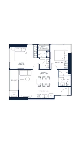 Two-Bedroom Apartment Room Plan (Type 2A-1), 65.75 sqm, PTY RESIDENCE SAI 1
