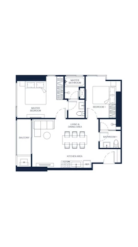 Two-Bedroom Apartment Room Plan (Type 2A), 65.25 sqm, PTY RESIDENCE SAI 1