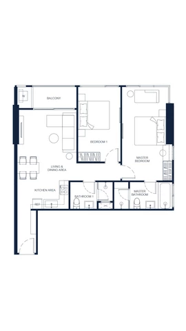 Two-Bedroom Apartment Room Plan (Type 2B), 78.50 sqm, PTY RESIDENCE SAI 1