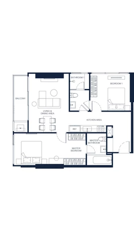 Two-Bedroom Apartment Room Plan (Type 2C), 80.00 sqm, PTY RESIDENCE SAI 1
