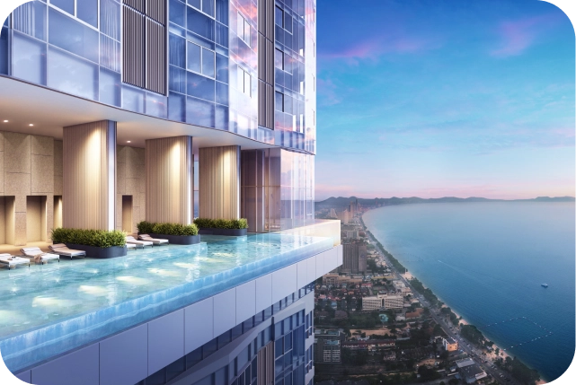 Panoramic pools on upper floors